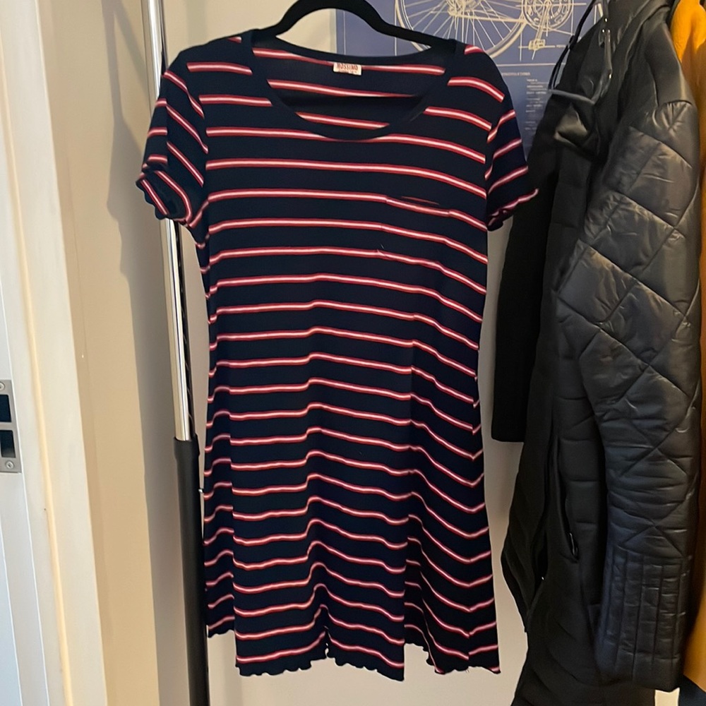Red, white and blue striped dress